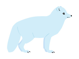 Animal illustration. Arctic fox drawn in a flat style. Isolated object on a white background. Vector 10 EPS
