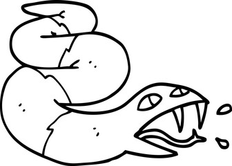 black and white cartoon hissing snake