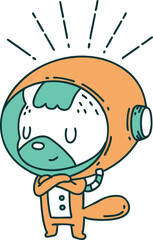 illustration of a traditional tattoo style animal in astronaut suit