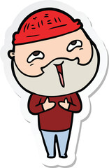 sticker of a cartoon happy bearded man