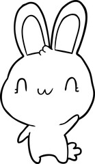cute line drawing of a rabbit waving