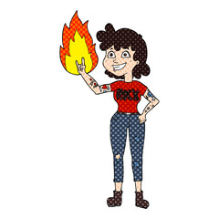 freehand drawn cartoon rock girl