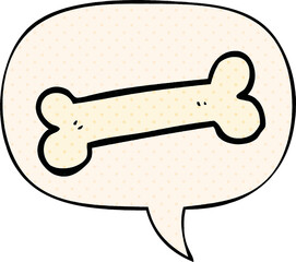 cartoon bone with speech bubble in comic book style