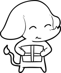 cute cartoon elephant with gift