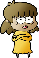 cartoon tired woman
