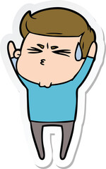 Obraz premium sticker of a cartoon man sweating