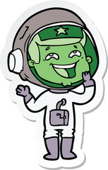 sticker of a cartoon laughing astronaut