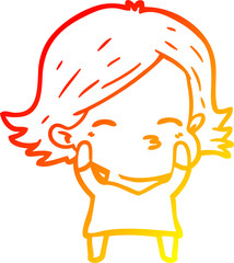 warm gradient line drawing of a cartoon woman