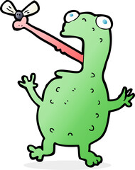 cartoon frog catching fly