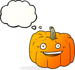 freehand drawn thought bubble cartoon halloween pumpkin