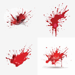 Red paint splashes set vector isolated