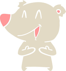 laughing bear flat color style cartoon