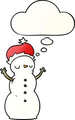 cartoon snowman with thought bubble in smooth gradient style