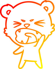 warm gradient line drawing of a angry cartoon bear