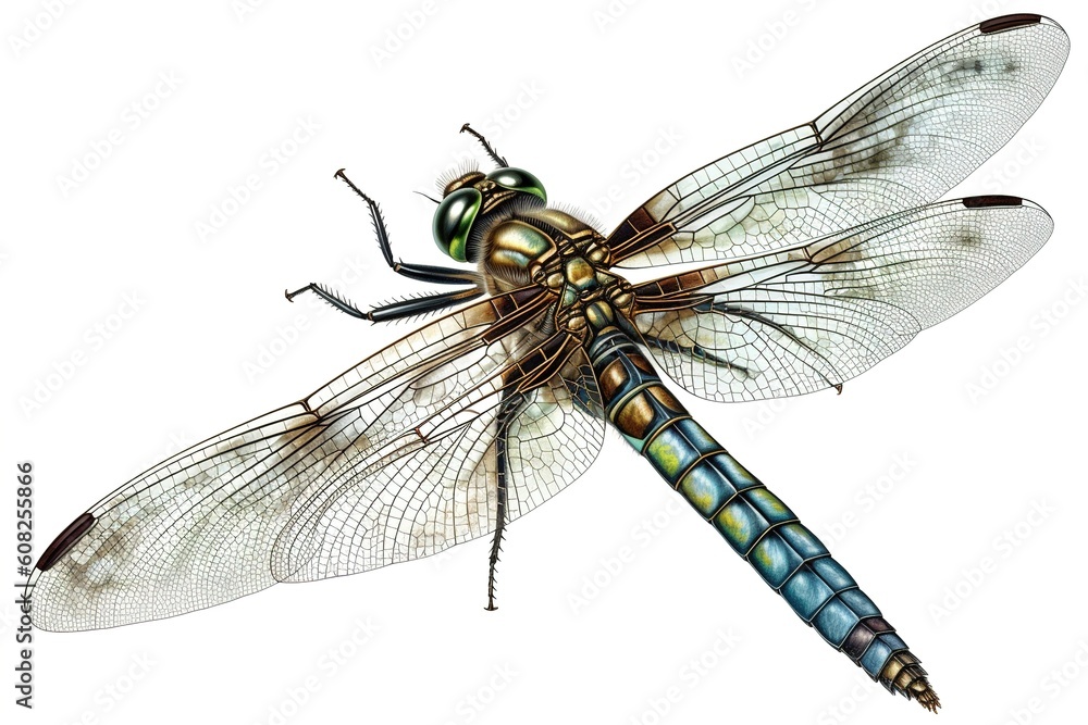 Poster dragonfly isolated on white background. generated by ai.