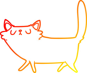 warm gradient line drawing of a cartoon black cat