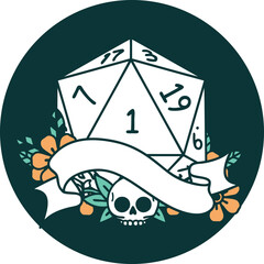 icon of natural one d20 dice roll