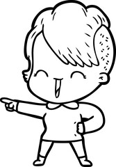 cartoon happy hipster girl