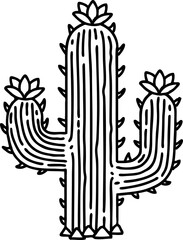tattoo in black line style of a cactus