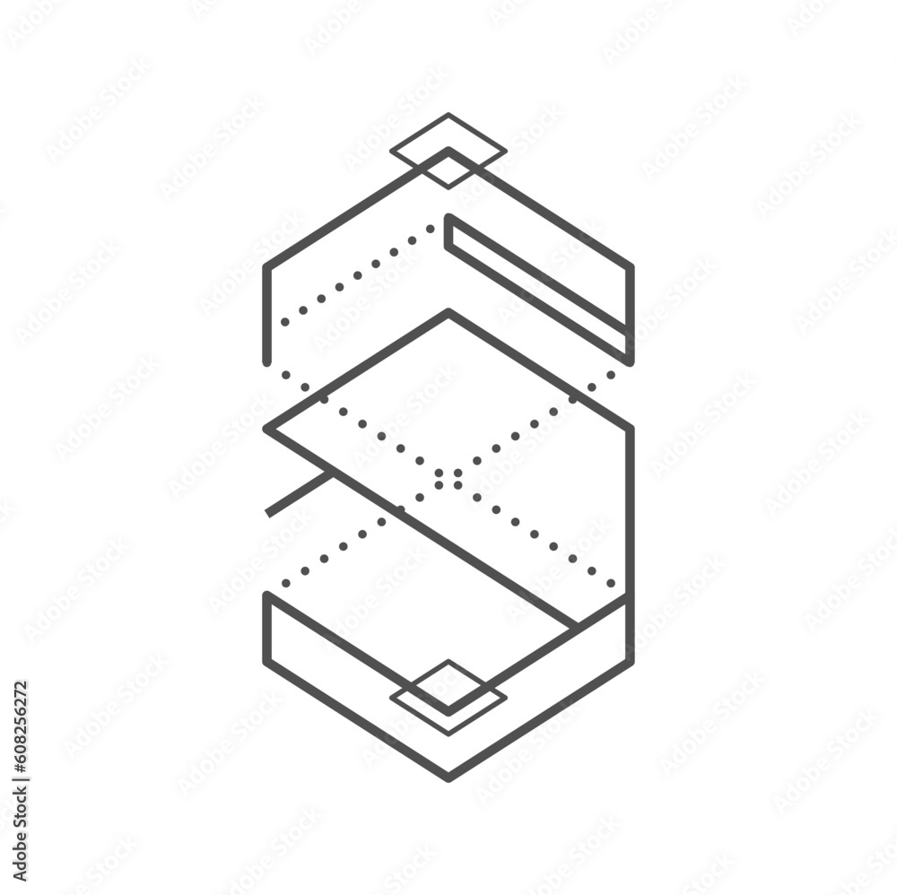 Poster Geometric boho tattoo. Esoteric magic abstract line art symbol, occult alchemy and magic geometric shapes minimal vector sign or boho triangle ornament. Hipster outline tattoo