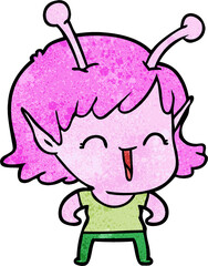 cartoon alien girl laughing