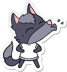 sticker of a howling wolf cartoon
