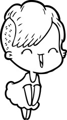 happy cartoon hipster girl