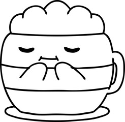 line doodle of a happy mug full of hot chocolate