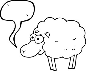 funny freehand drawn speech bubble cartoon sheep