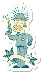 sticker of a tattoo style wild west sheriff