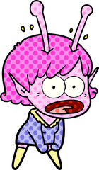 cartoon shocked alien girl