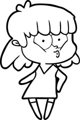 Fototapeta premium cartoon whistling girl