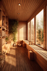 Fototapeta na wymiar Home sauna design. Generative AI