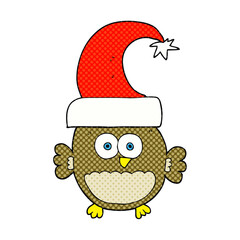 freehand drawn cartoon little christmas owl