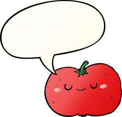 cartoon apple with speech bubble in smooth gradient style