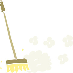 flat color illustration of sweeping brush