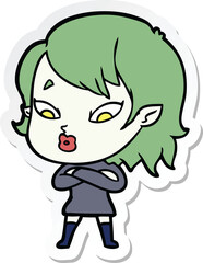 sticker of a cute cartoon vampire girl