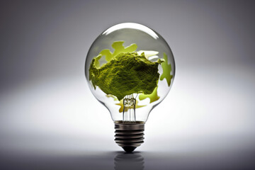 green energy eco innovation lightbulb, isolated on white background (generative) planet environment saving 