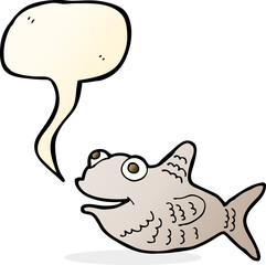 cartoon happy fish with speech bubble