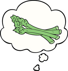 cartoon asparagus with thought bubble