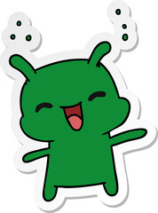 sticker cartoon illustration kawaii cute happy alien