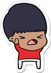 sticker of a cartoon stressed man