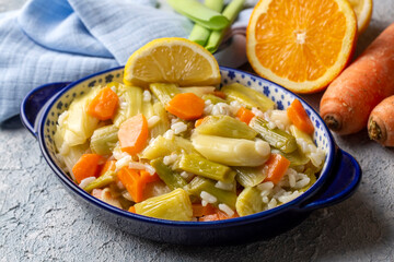 Turkish Cuisine. Leek with Olive Oil (Turkish name; Zeytinyagli Pirasa) Turkish Braised Leeks and Carrots In Olive Oil.