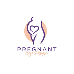 pregnancy logo design. Vector illustration mom pregnancy and love element. Modern logo design vector icon template