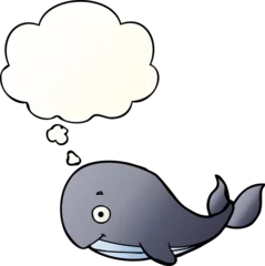 Photo sur Plexiglas Baleine cartoon whale with thought bubble in smooth gradient style