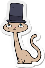 sticker of a cartoon cat in top hat