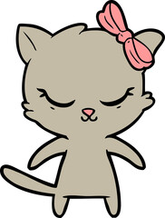 cute cartoon cat with bow