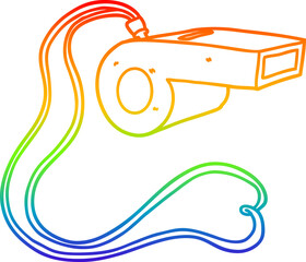 rainbow gradient line drawing of a cartoon whistle