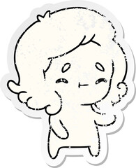 distressed sticker cartoon illustration of a kawaii cute ghost