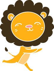 flat color style cartoon running lion